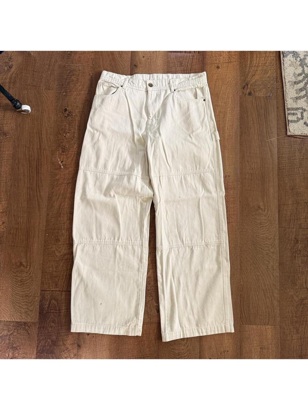No Boundaries Cream Carpenter Wide Leg Pants in Cream